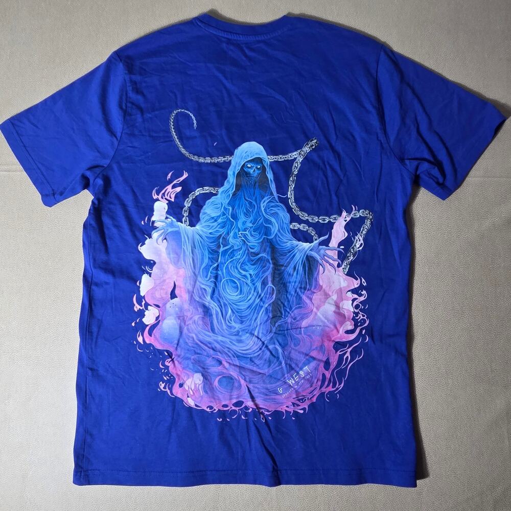G West Mens L Royal Blue Graphic T-Shirt Wolf Chains NWT Designed New York